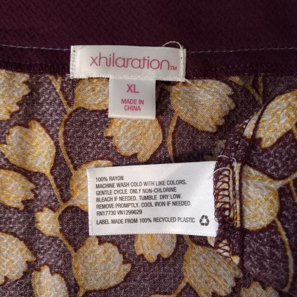 Xhilaration gold maroon rayon short belted kimono jacket size XL - Picture 5 of 8